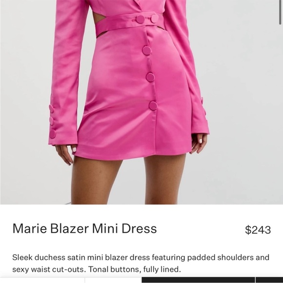 NWT For Love And Lemons Marie blazer mini dress Satin Cutout Blazer with Belt xs - Picture 7 of 8